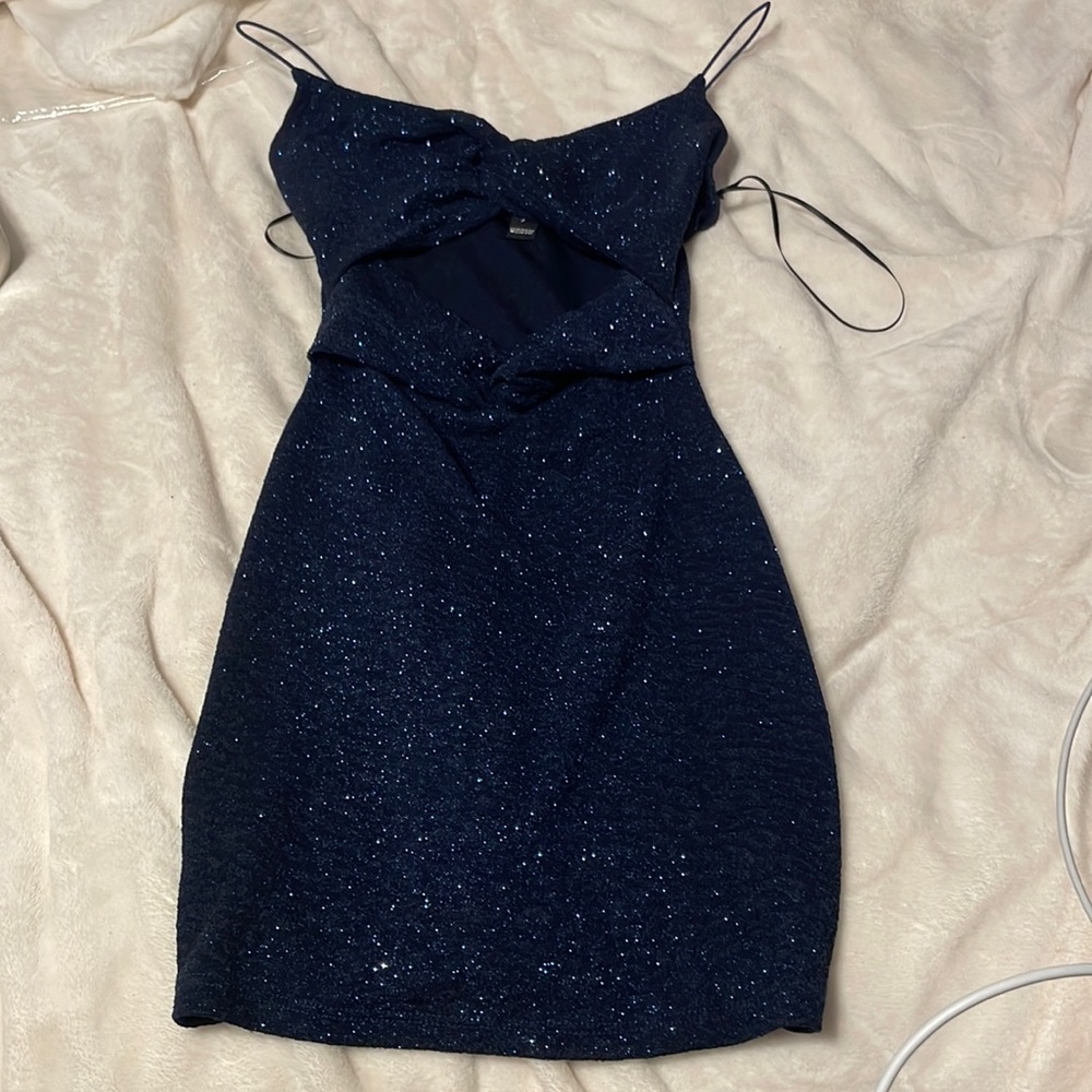 Windsor sparkly mini dress in navy blue